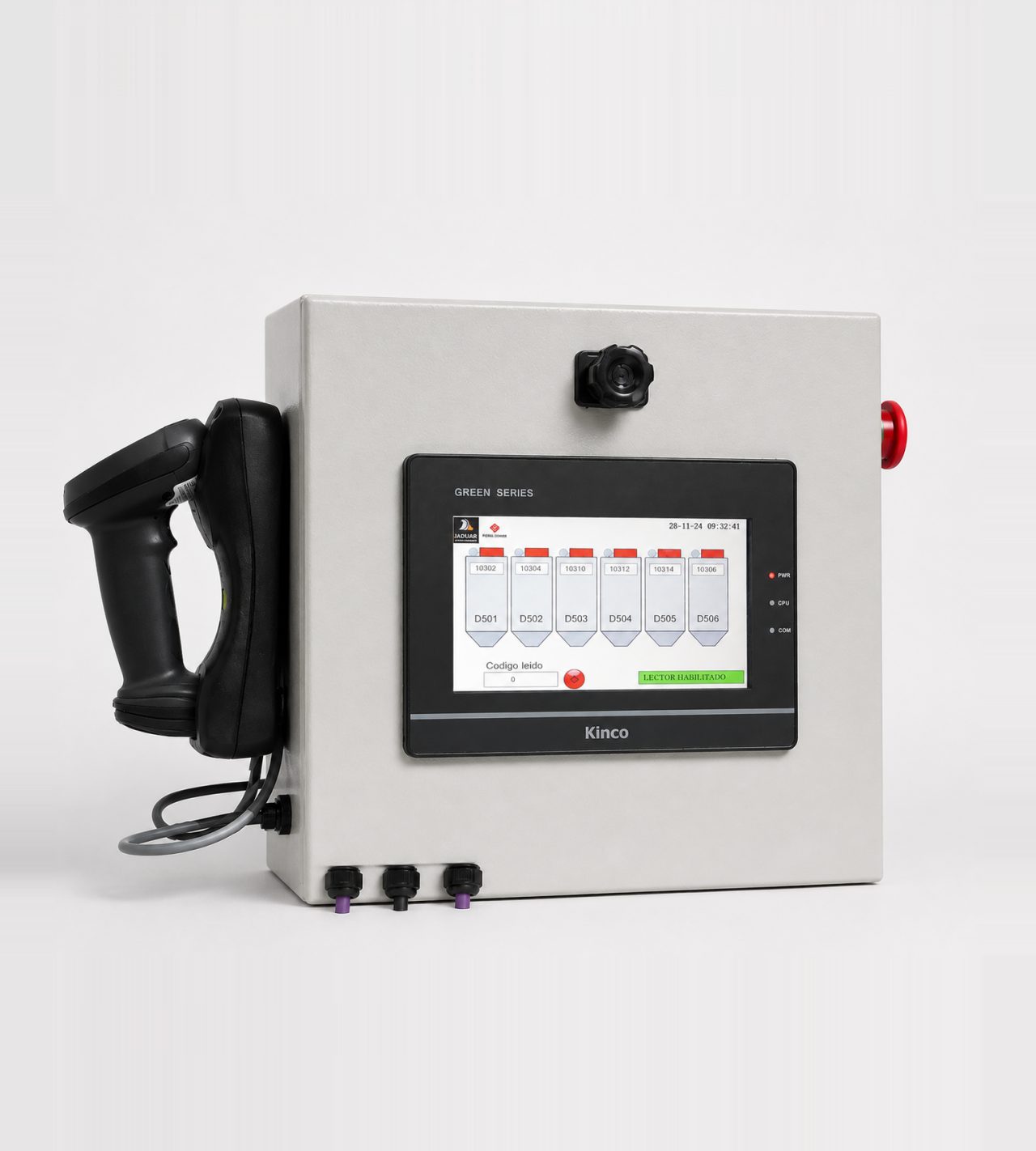 Tablero con panel de operación táctil para el control de una planta de alimento balanceado