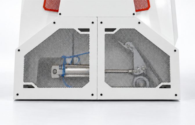 Safety grilles on a Giuliani mixer, which show the mechanism without giving access to it