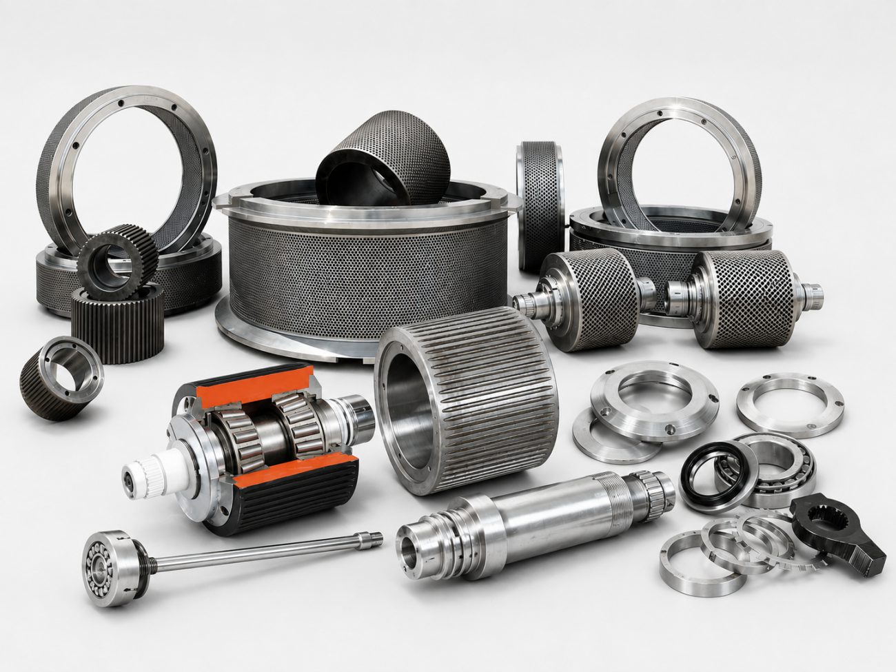 Range of Giuliani spare parts: dies, rollers, bearings, shafts and wear parts